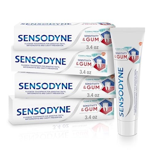 Sensodyne Sensitivity & Gum Sensitive Toothpaste for Gingivitis, Sensitive Teeth Treatment, Clean & Fresh – 3.4 Ounce (Pack of 4)