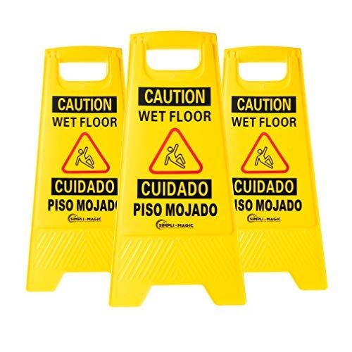 Simpli-Magic 79192 Wet Floor Caution Signs, Basic, Yellow, 3 Pack