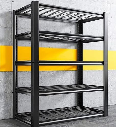 REIBII Garage Shelving, 72″ Garage Storage Shelves Heavy Duty Shelving Units and Storage Loads 2500LBS, Adjustable 5 Tier Metal Shelving for Garage Shelves, Utility Shelf Rack, 72″ H*35.5″ W*16″ D